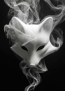 White Fox Mask with Smoke