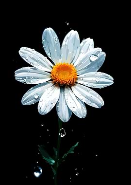 Daisy with Water Droplets