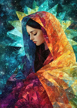 Mosaic Portrait of Virgin Mary in Space