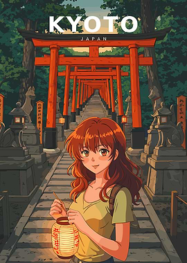 Anime girl in Kyoto