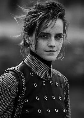 Emma Watson Black and White Portrait