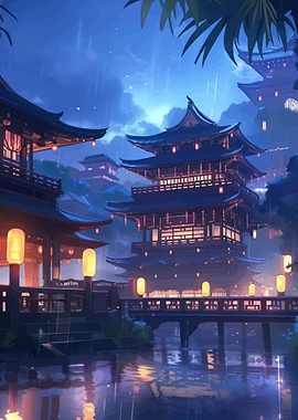 Enchanting Japanese Pagodas at Night