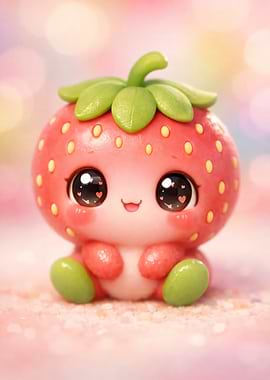Cute Strawberry Character Figurine