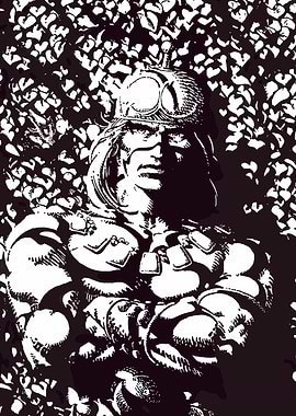 Muscular Warrior in Helmet