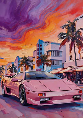 Pink Lamborghini in Miami