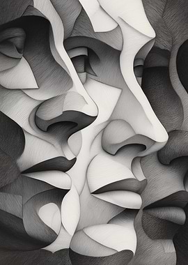 Abstract Faces in Stippling Art