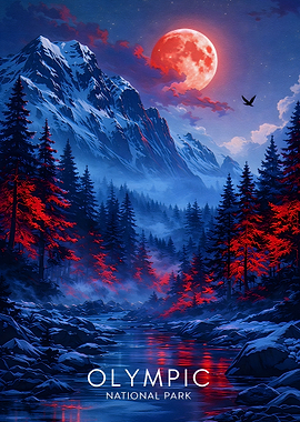 Olympic National Park Moonlit Landscape