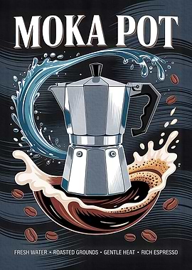 Vintage Moka Pot Coffee Poster