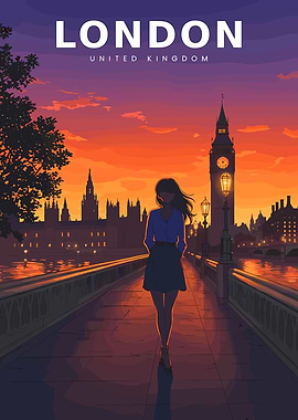 London cityscape at sunset