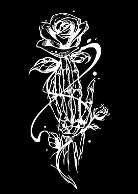 Skeleton Hand Holding a Rose