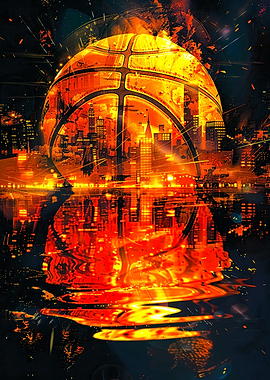 Basketball Cityscape Reflection