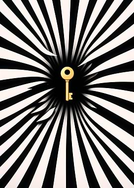 Golden Key in Abstract Vortex illusion