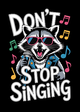 Raccoon Singer with Sunglasses and Music Notes