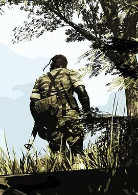 Soldier in Camouflage in Forest