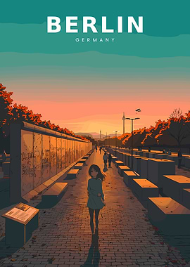 Berlin Wall at Sunset
