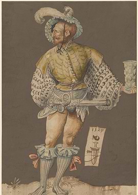 Man in historical costume holding a glass