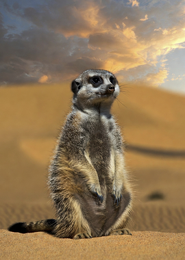 Meerkat Standing in Desert