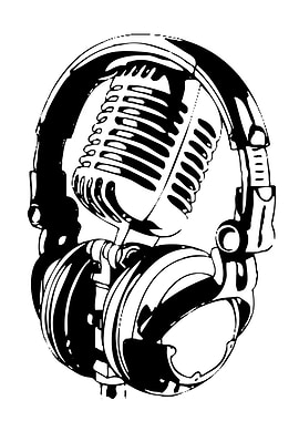 Retro Microphone and Headphones