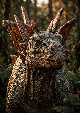 Stegosaurus Dinosaur in Forest