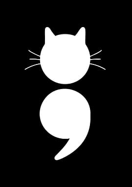 White Cat Semicolon Symbol