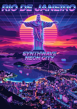 Rio de Janeiro Synthwave Neon City