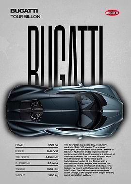 Bugatti Tourbillon Car Poster