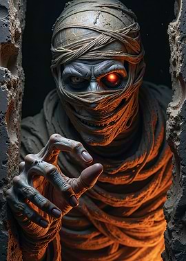 Scary Mummy Emerging from Tomb