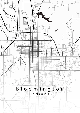 Bloomington Indiana City Map white