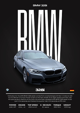 BMW 328i Car Poster