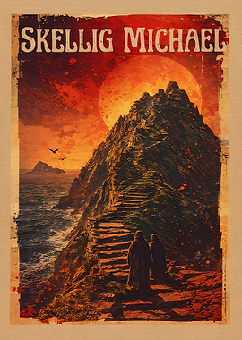 Skellig Michael Vintage Poster