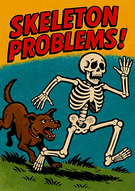Skeleton Running from Dog