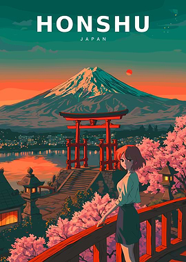 Anime Girl at Mount Fuji