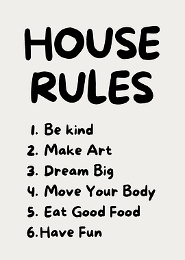 House Rules Poster, life style minimalistic