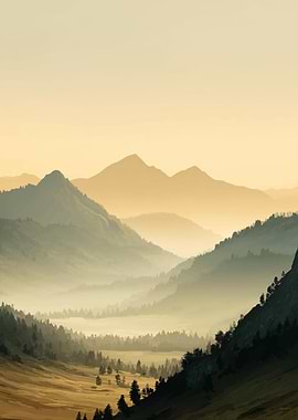 Misty Mountain Valley Landscape