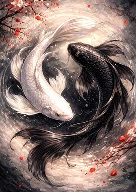 Yin Yang Koi Fish Painting