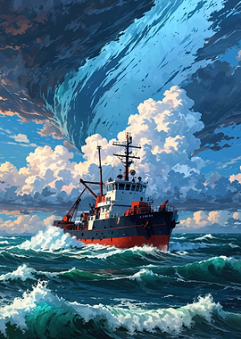 Tugboat in a Stormy Sea