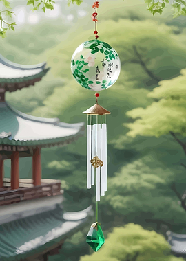 Wind Chime with Japanese Temple