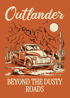 Vintage Desert Truck Poster Retro Western Style Road Trip Wall Art Rustic Adventure Decor