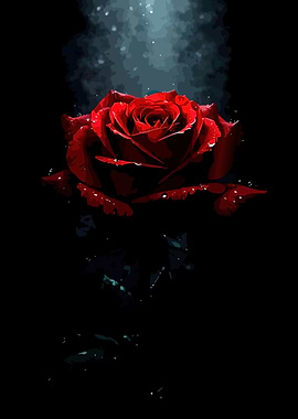 Red Rose with Water Droplets