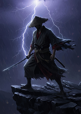 Samurai in Lightning Storm