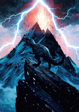 Dinosaur Volcano Lightning Strike