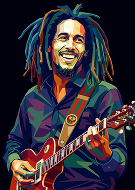 Bob Marley Playing Guitar