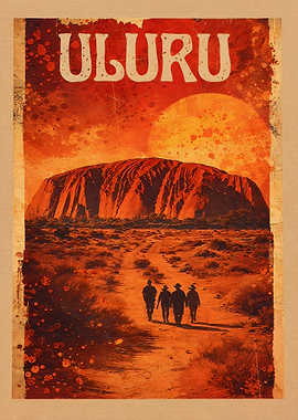 Uluru Vintage Travel Poster
