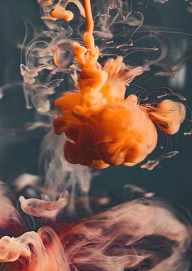 Orange Ink Cloud in Water