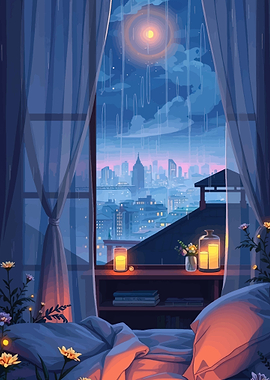 Cozy Rainy Cityscape View