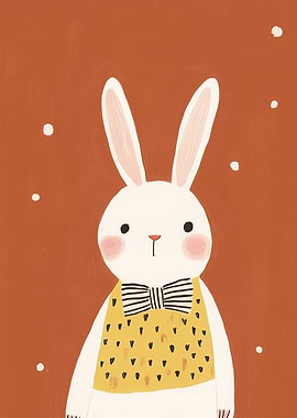 Cute Bunny Wearing a Vest and Bowtie