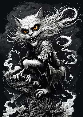 Creepy White Cat Monster
