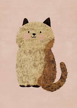 Cute Fluffy Cat Illustration