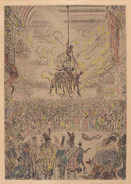 Circus performers suspended in air