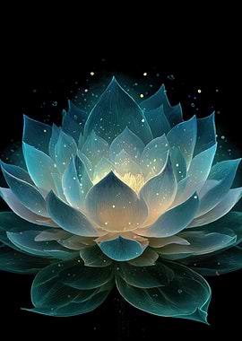 Glowing Blue Lotus Flower